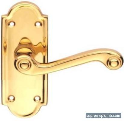 Queen Anne Lever Latch - Short Plate - Polished Brass
